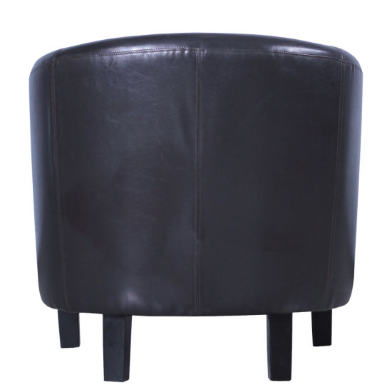 Black Synthetic Leather Wooden Frame Hotel Tub Chair